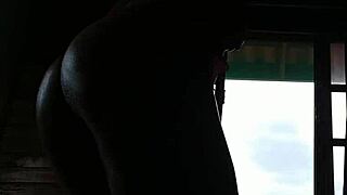 Sexy gym session with a hot Brazilian amateur in ripped clothes