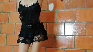 Handcuffed Hanna takes a shower in this BDSM video