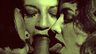 Antique interracial double blowjob with 2 cocks