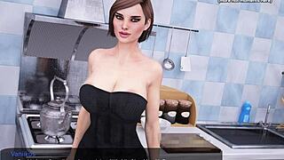 Step sister with big breasts helps a nerd with dating problems in a 3D cartoon game